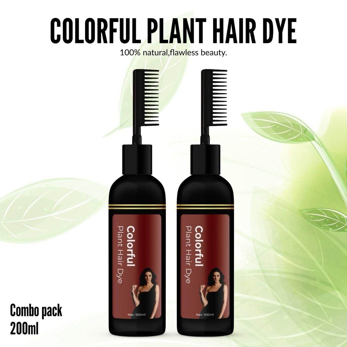 Revitalize Your Hair with Colorful Plant Hair Dye 100ml Comb Shampoo (Pack of 2) - ZenGoods