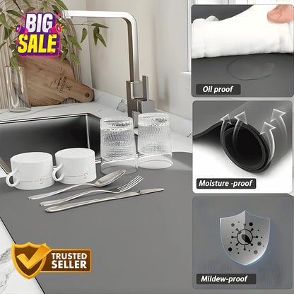 Absorbent Sink Mat | Quick-Dry, Anti-Slip Base | For Wet Counters & Dish Racks