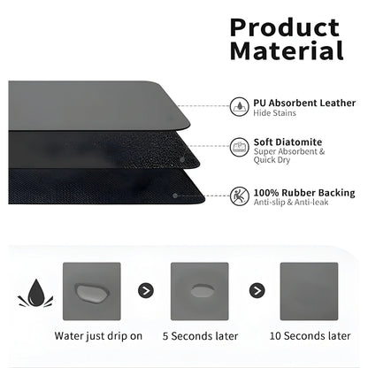 Absorbent Sink Mat | Quick-Dry, Anti-Slip Base | For Wet Counters & Dish Racks