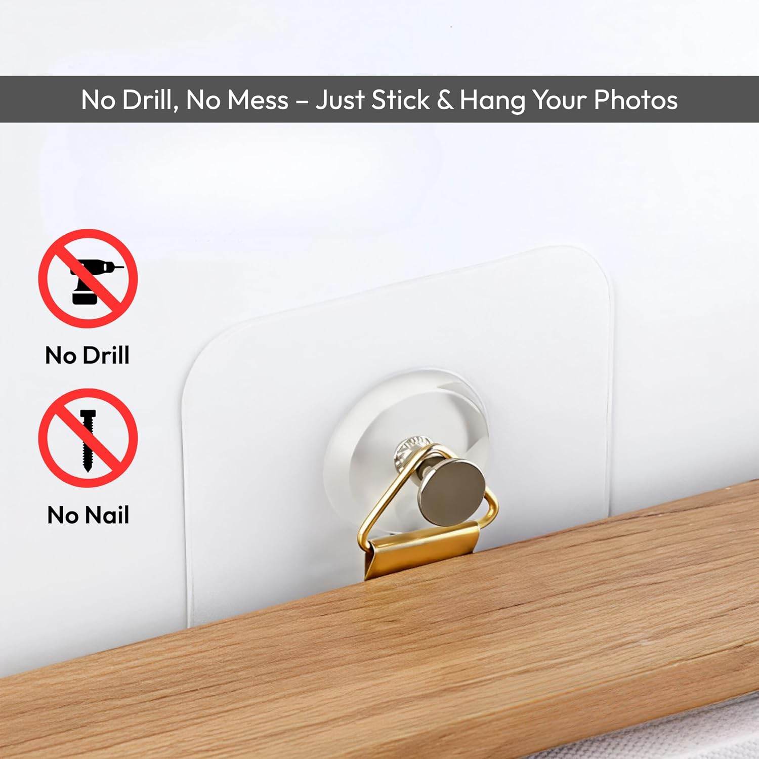 Photo Frame Hooks for Wall Without Drilling | Pack of 10 - ZenGoods