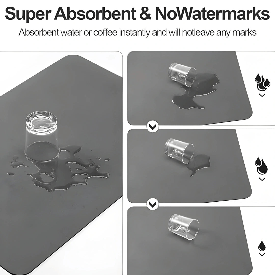Absorbent Sink Mat | Quick-Dry, Anti-Slip Base | For Wet Counters & Dish Racks